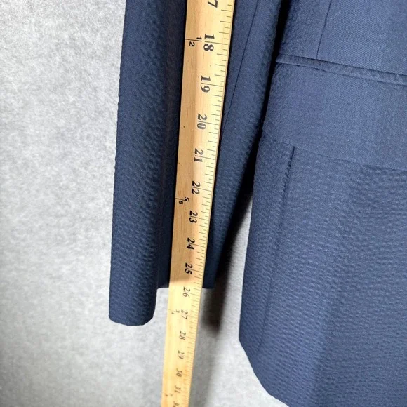 Theory Blazer‎ Men's Rodolf N HI Size 44 Navy Blue Solid Seer Single Breasted